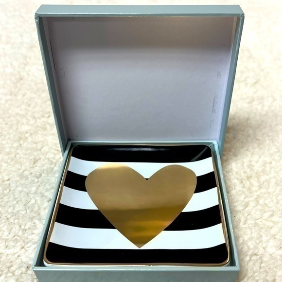 Slant Jewelry - Slant Gold Heart on Black Stripes Trinket Tray